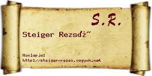 Steiger Rezső névjegykártya
